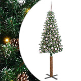 vidaXL Slanke Kerstboom Groen 150 cm PVC en massief dennenhout