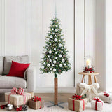 vidaXL Slanke Kerstboom Groen 150 cm PVC en massief dennenhout