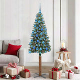 vidaXL Slanke Kerstboom Groen 150 cm PVC en massief dennenhout