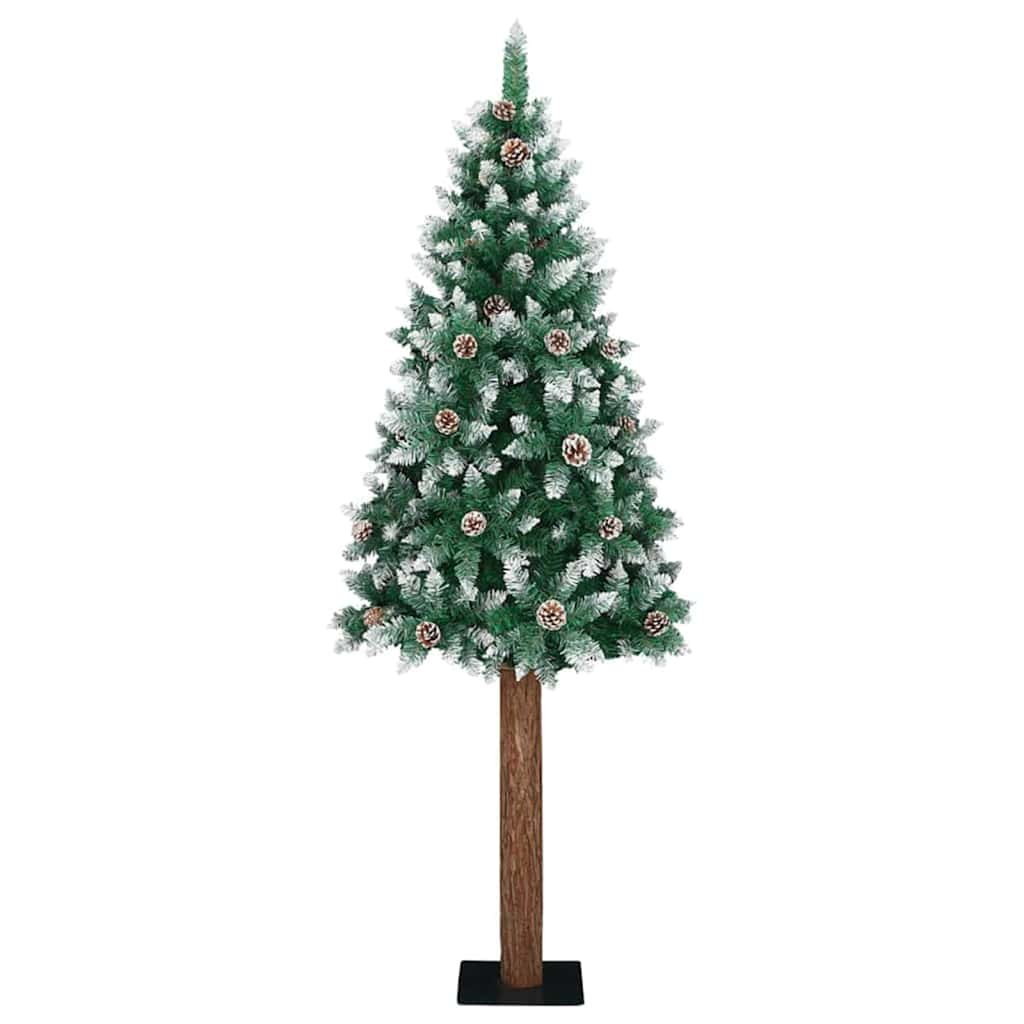 vidaXL Slanke Kerstboom Groen 150 cm PVC en massief dennenhout
