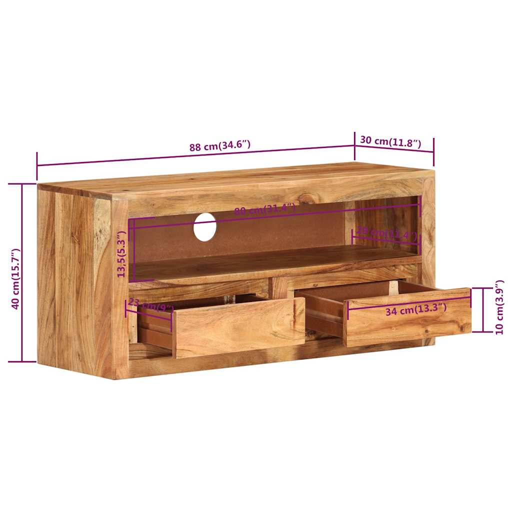 vidaXL Tv-meubels 2 st 88x30x40 cm massief acaciahout