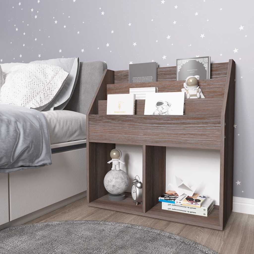 vidaXL Kindertijdschriftenrek 71x30x78,5 cm hout grijs en eikenkleur