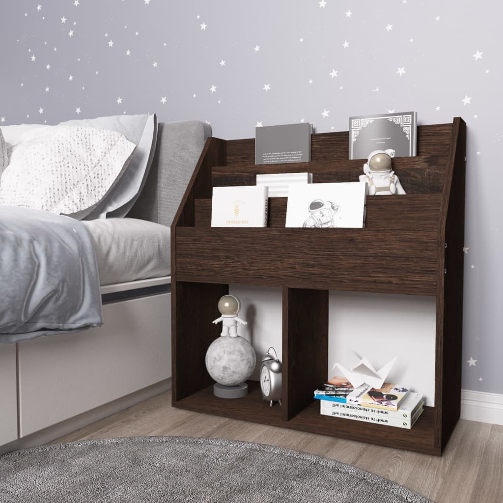 vidaXL Kindertijdschriftenrek 71x30x78,5 cm hout grijs en eikenkleur