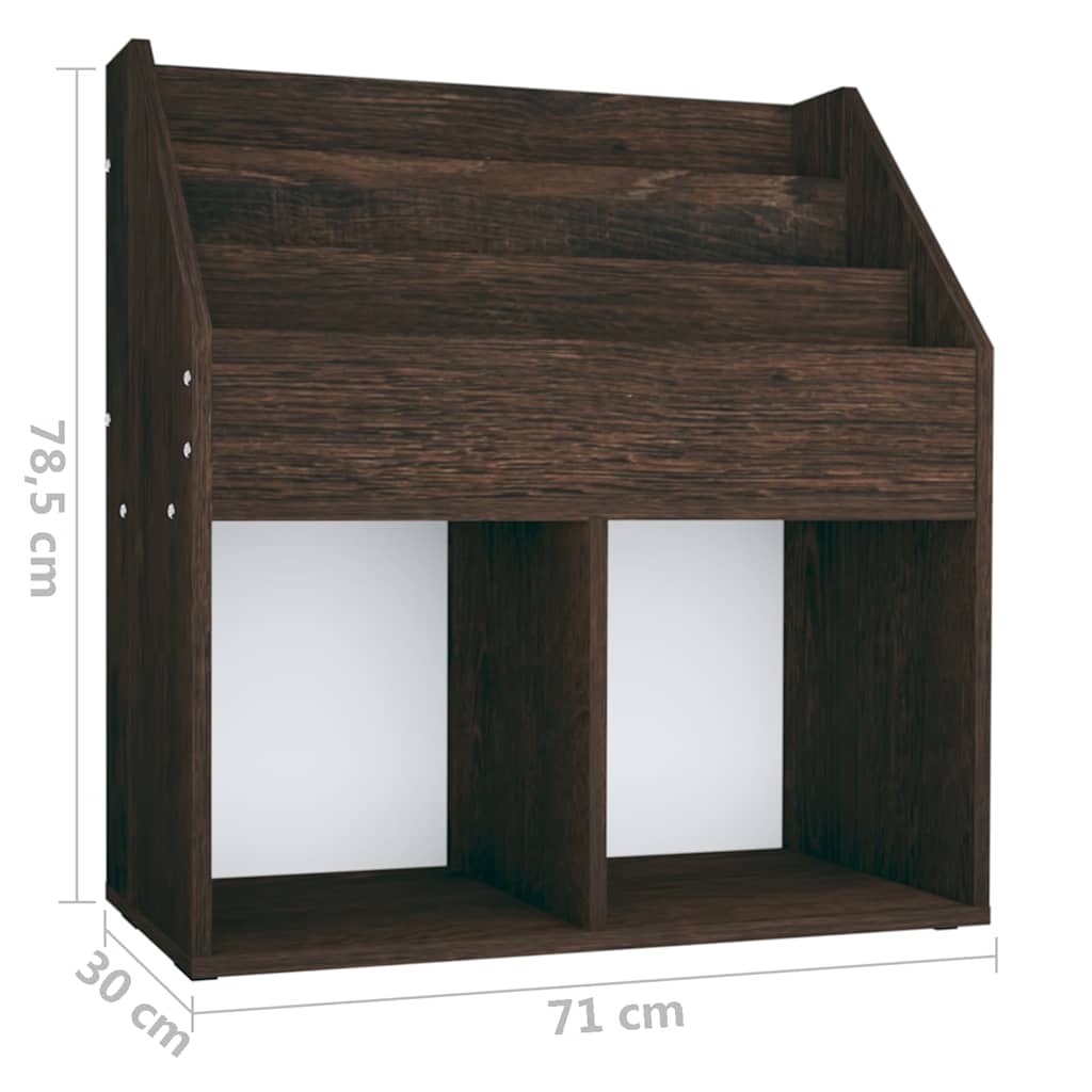 vidaXL Kindertijdschriftenrek 71x30x78,5 cm hout grijs en eikenkleur
