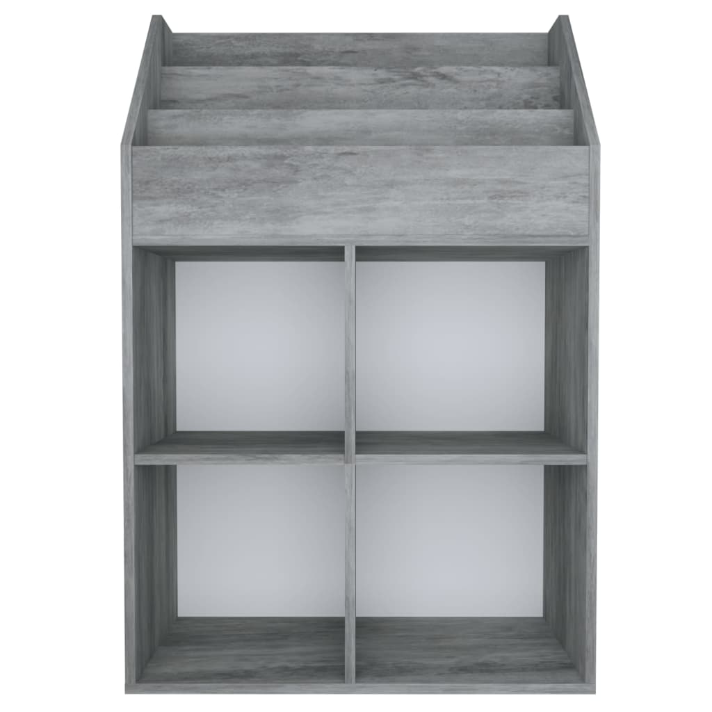 vidaXL Kindertijdschriftenrek 71x30x114 cm bewerkt hout betongrijs
