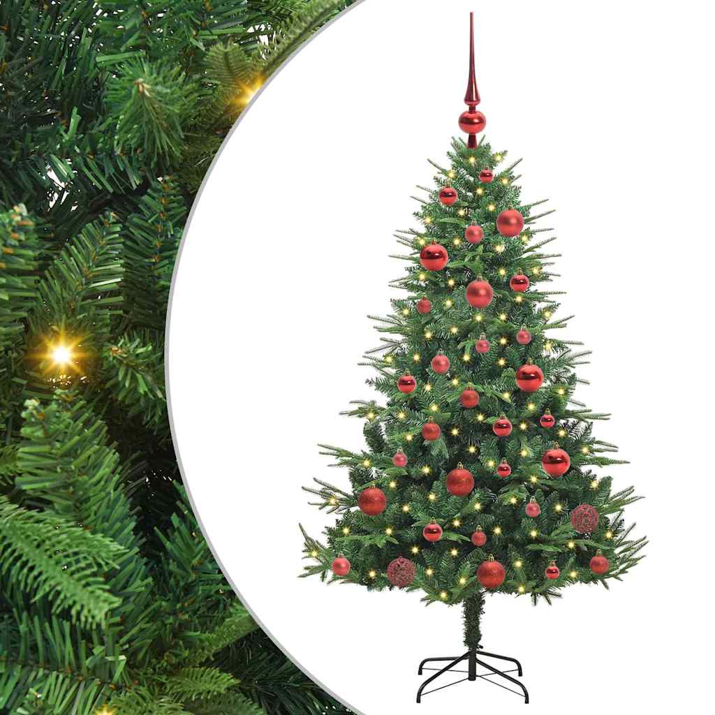 vidaXL Kunstmatige Voorverlichte Kerstboom met Ballenset Groen 150 cm