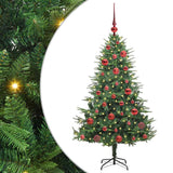 vidaXL Kunstmatige Voorverlichte Kerstboom met Ballenset Groen 150 cm