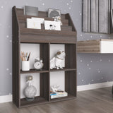 vidaXL Kindertijdschriftenrek 71x30x114 cm bewerkt hout betongrijs