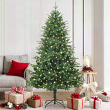 vidaXL Kunstmatige Voorverlichte Kerstboom met Ballenset Groen 150 cm