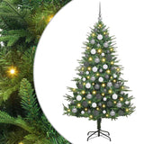 vidaXL Kunstmatige Voorverlichte Kerstboom met Ballenset Groen 150 cm