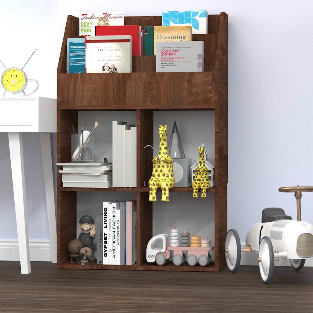 vidaXL Kindertijdschriftenrek 71x30x114 cm bewerkt hout betongrijs