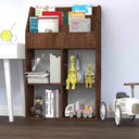 vidaXL Kindertijdschriftenrek 71x30x114 cm bewerkt hout betongrijs
