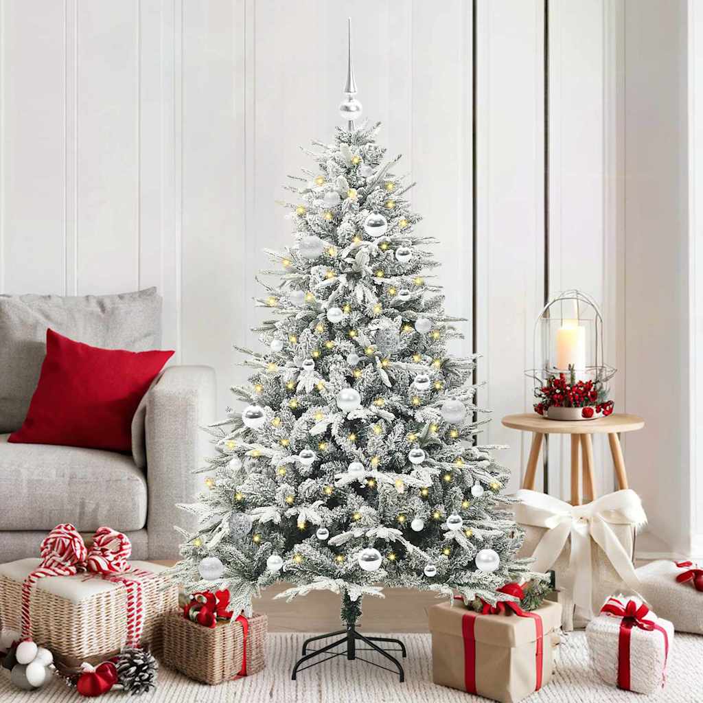 vidaXL Kunstmatige Voorverlichte Kerstboom met Ballenset Groen 150 cm