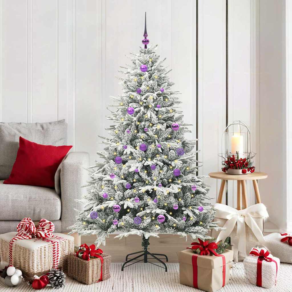 vidaXL Kunstmatige Voorverlichte Kerstboom met Ballenset Groen 150 cm