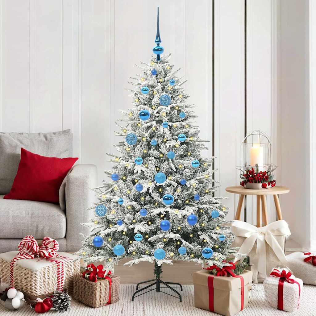 vidaXL Kunstmatige Voorverlichte Kerstboom met Ballenset Groen 150 cm