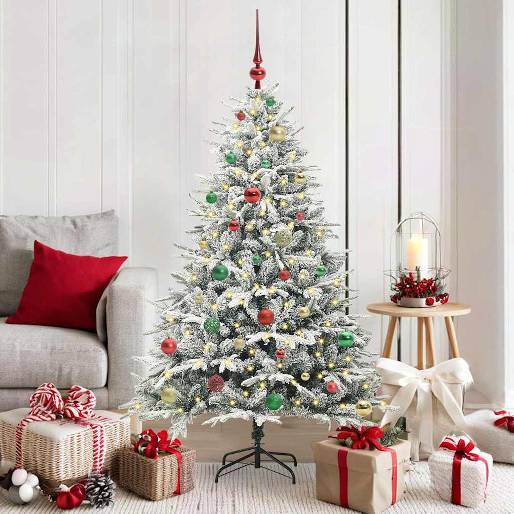 vidaXL Kunstmatige Voorverlichte Kerstboom met Ballenset Groen 150 cm