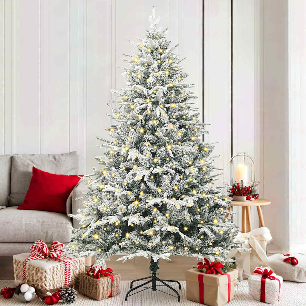 vidaXL Kunstmatige Voorverlichte Kerstboom met Ballenset Groen 150 cm
