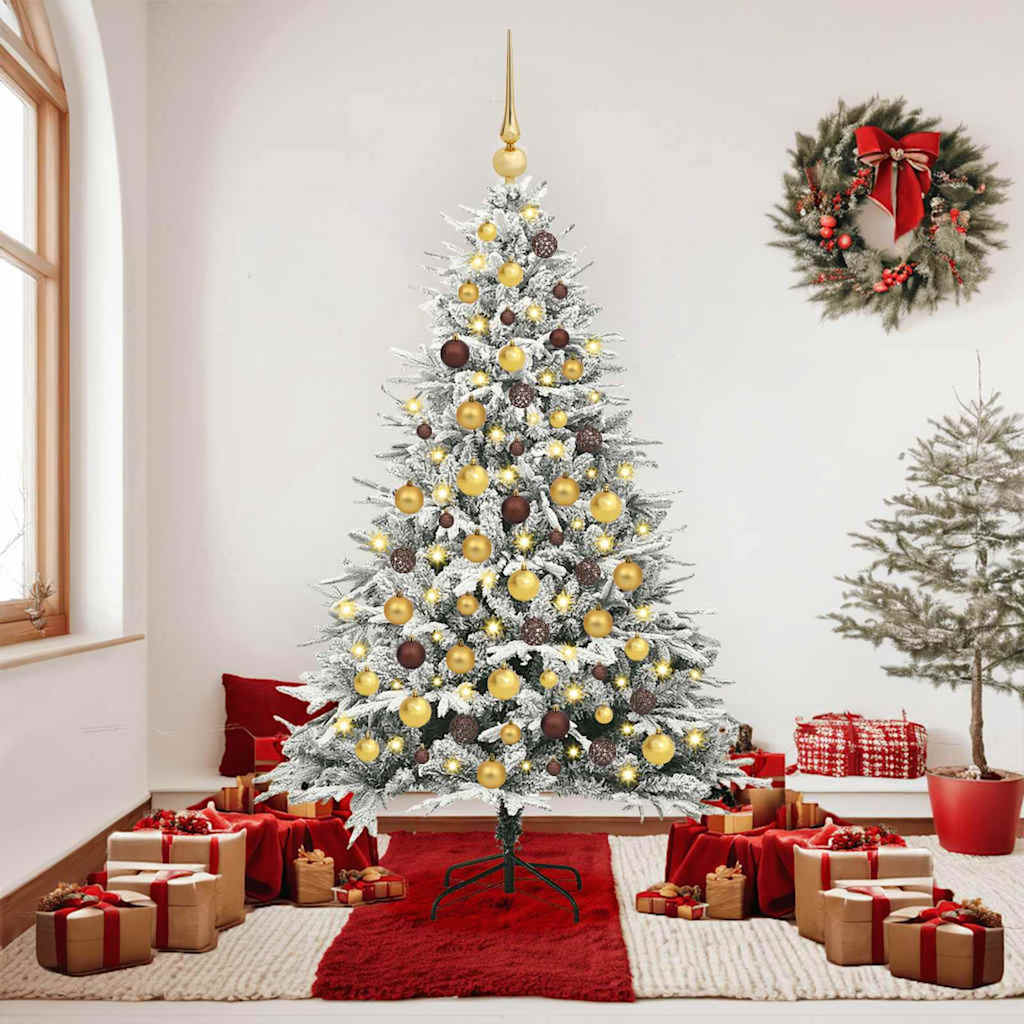 vidaXL Kunstmatige Voorverlichte Kerstboom met Ballenset Groen 150 cm