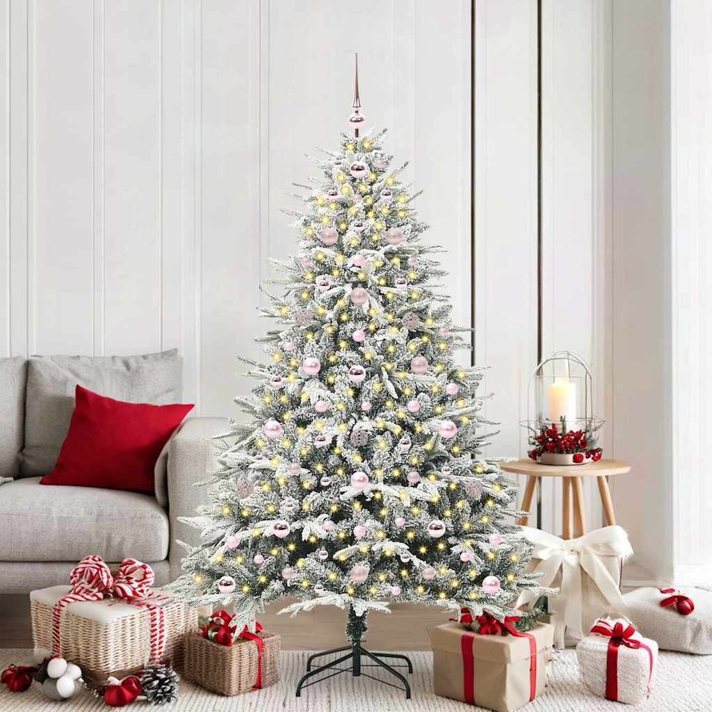 vidaXL Kunstmatige Voorverlichte Kerstboom met Ballenset Groen 150 cm