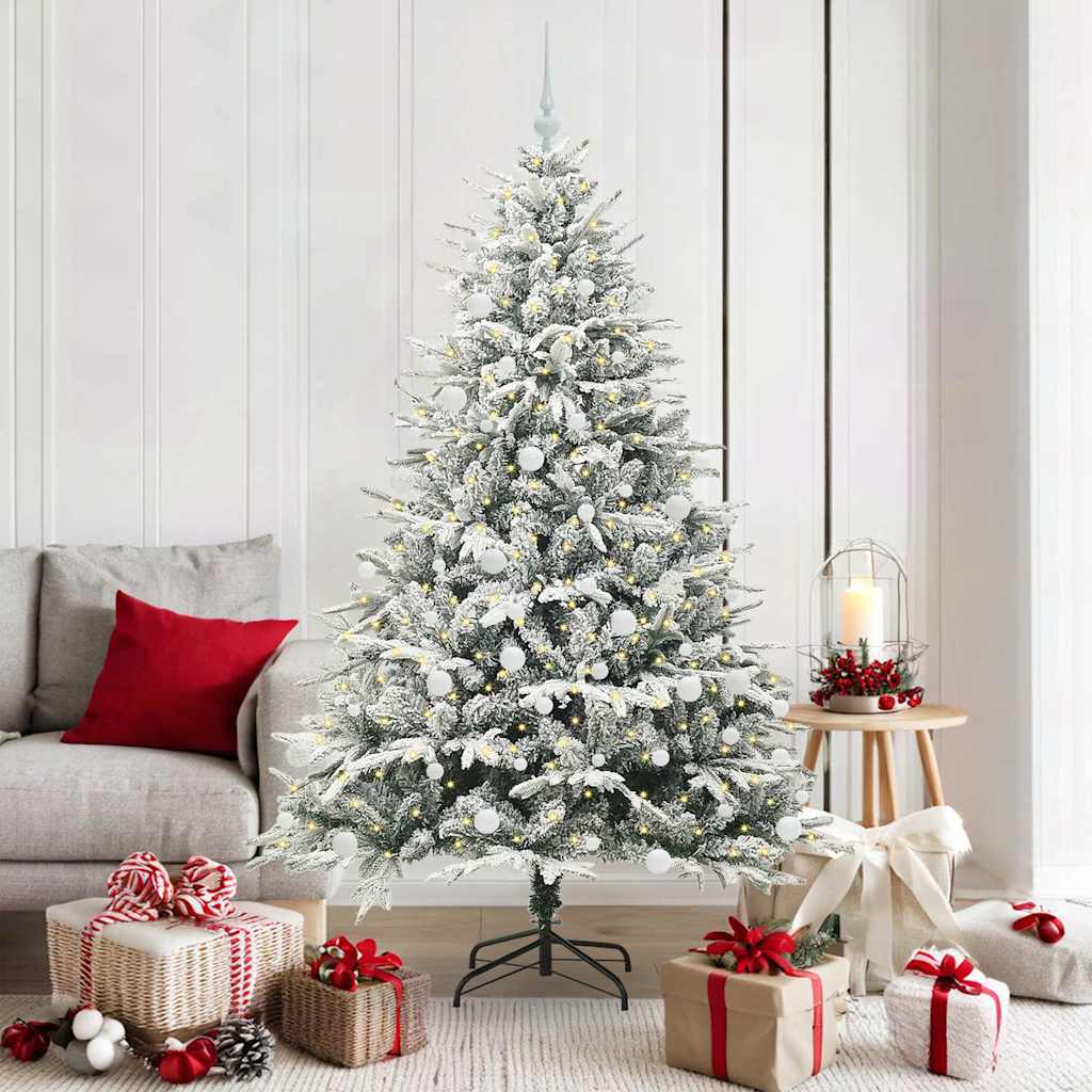 vidaXL Kunstmatige Voorverlichte Kerstboom met Ballenset Groen 150 cm