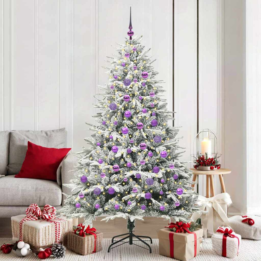 vidaXL Kunstmatige Voorverlichte Kerstboom met Ballenset Groen 150 cm