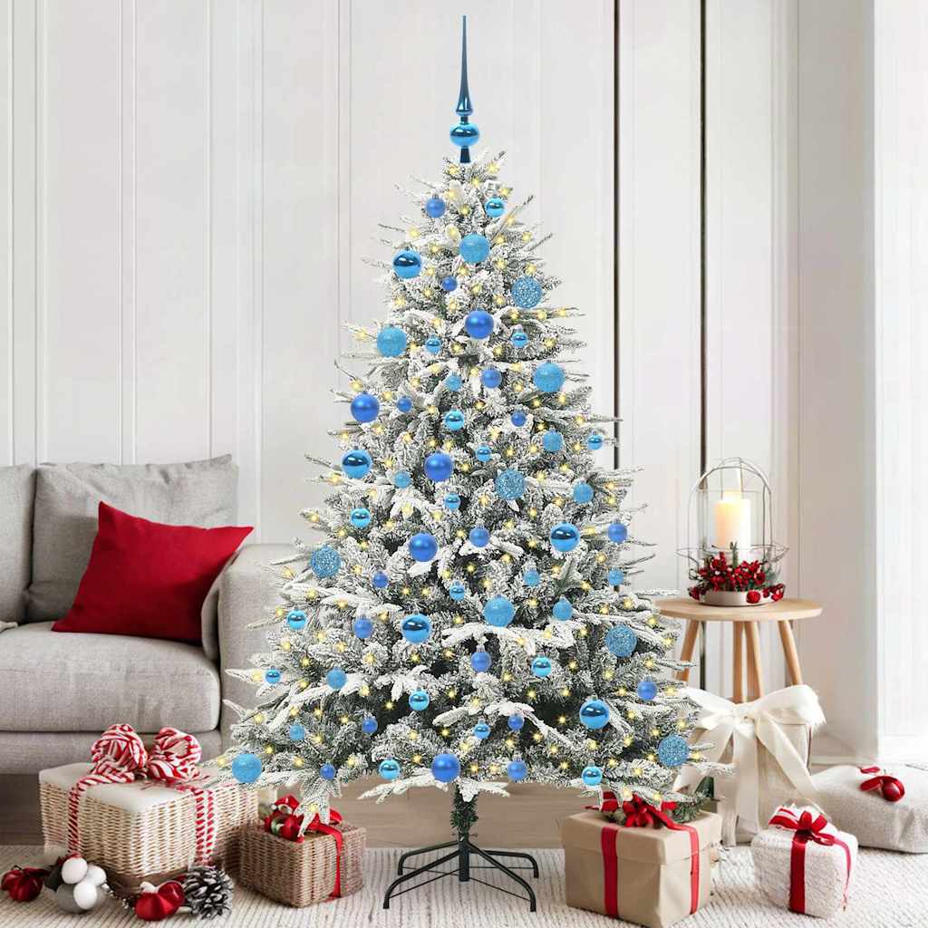 vidaXL Kunstmatige Voorverlichte Kerstboom met Ballenset Groen 150 cm