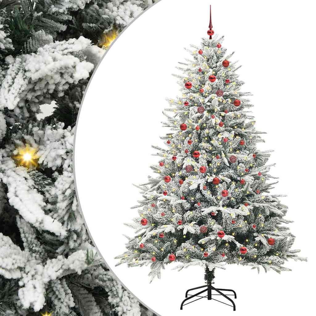 vidaXL Kunstmatige Voorverlichte Kerstboom met Ballenset Groen 150 cm