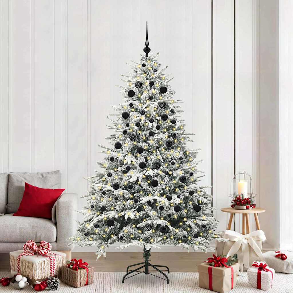 vidaXL Kunstmatige Voorverlichte Kerstboom met Ballenset Groen 150 cm