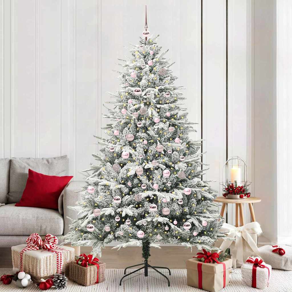 vidaXL Kunstmatige Voorverlichte Kerstboom met Ballenset Groen 150 cm