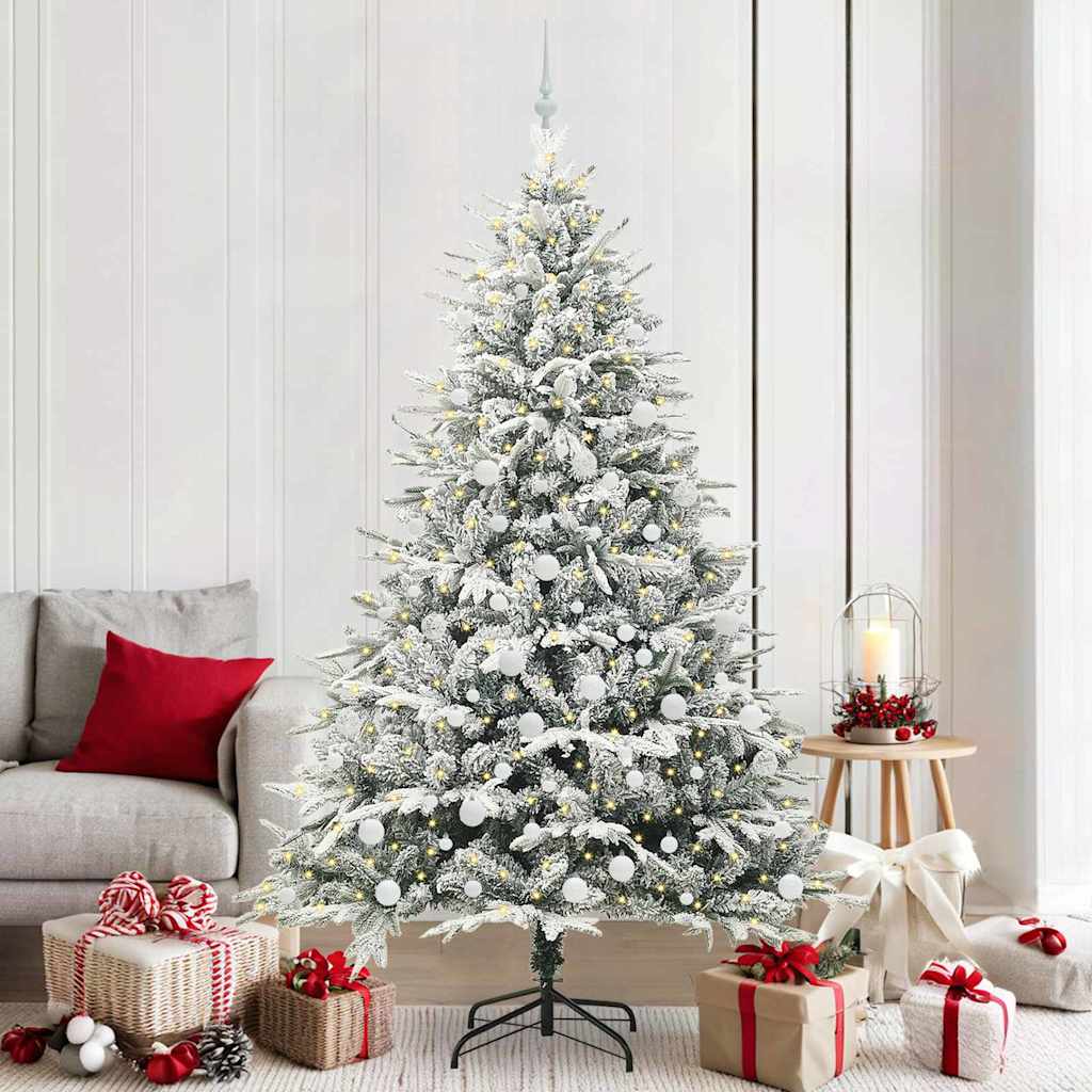 vidaXL Kunstmatige Voorverlichte Kerstboom met Ballenset Groen 150 cm