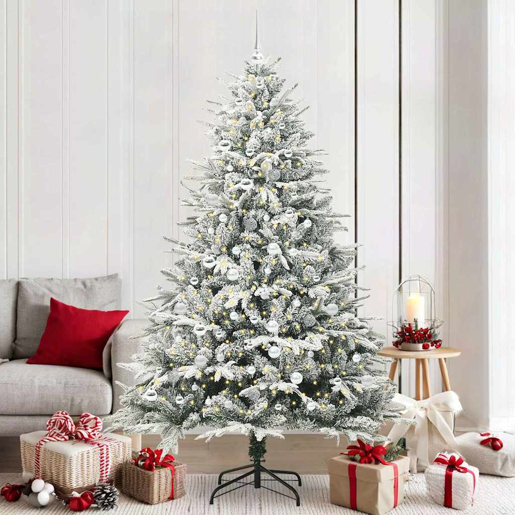 vidaXL Kunstmatige Voorverlichte Kerstboom met Ballenset Groen 150 cm