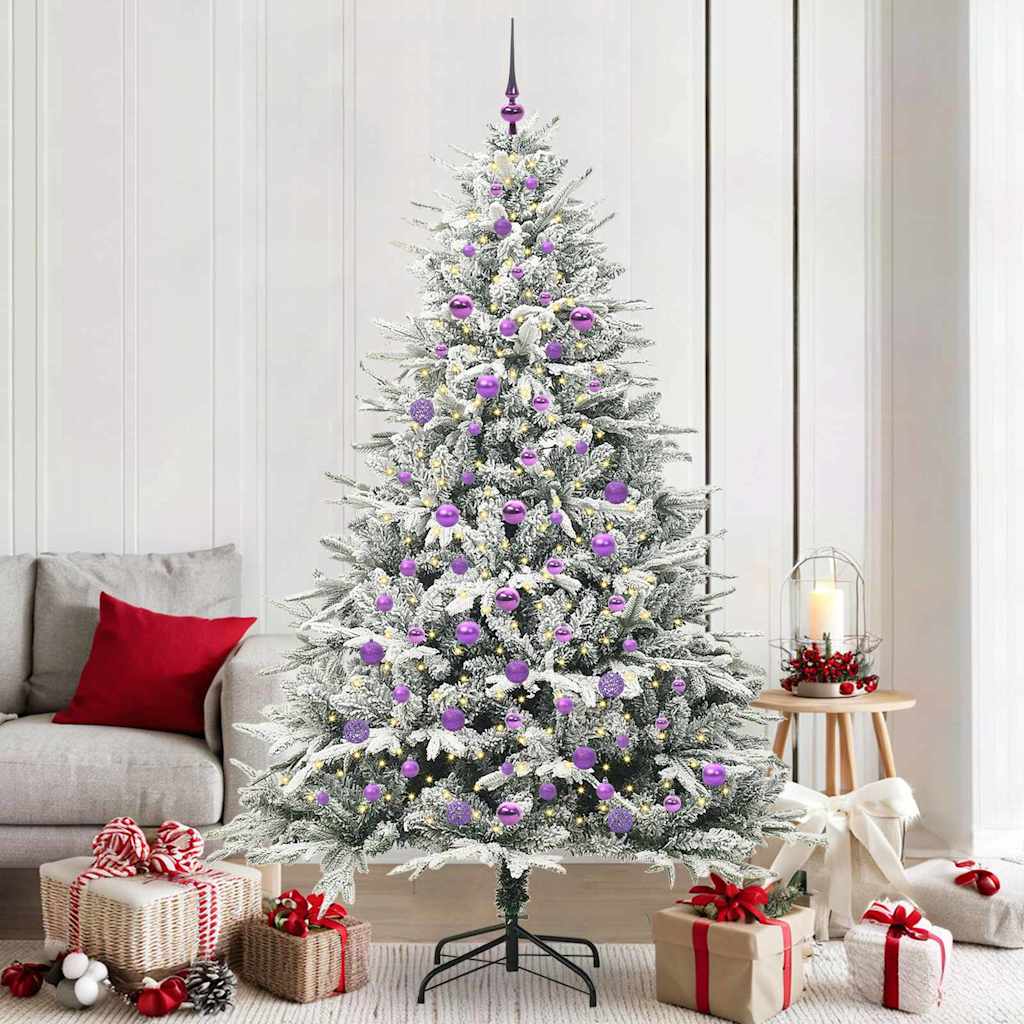 vidaXL Kunstmatige Voorverlichte Kerstboom met Ballenset Groen 150 cm