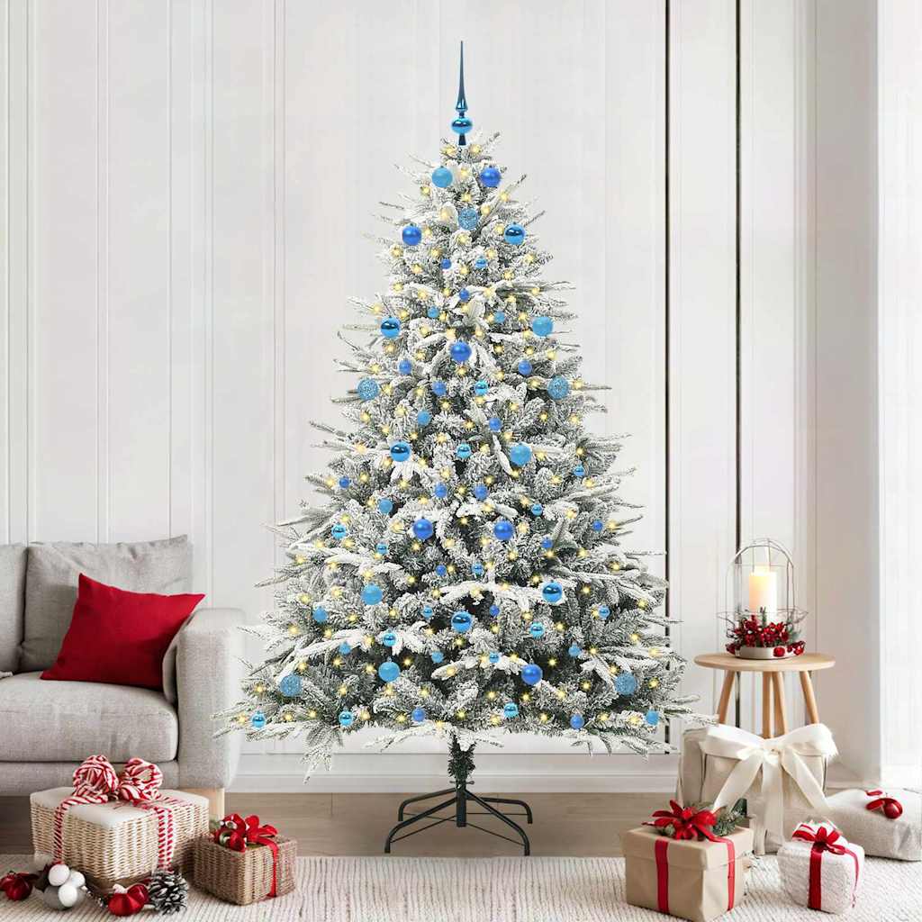 vidaXL Kunstmatige Voorverlichte Kerstboom met Ballenset Groen 150 cm