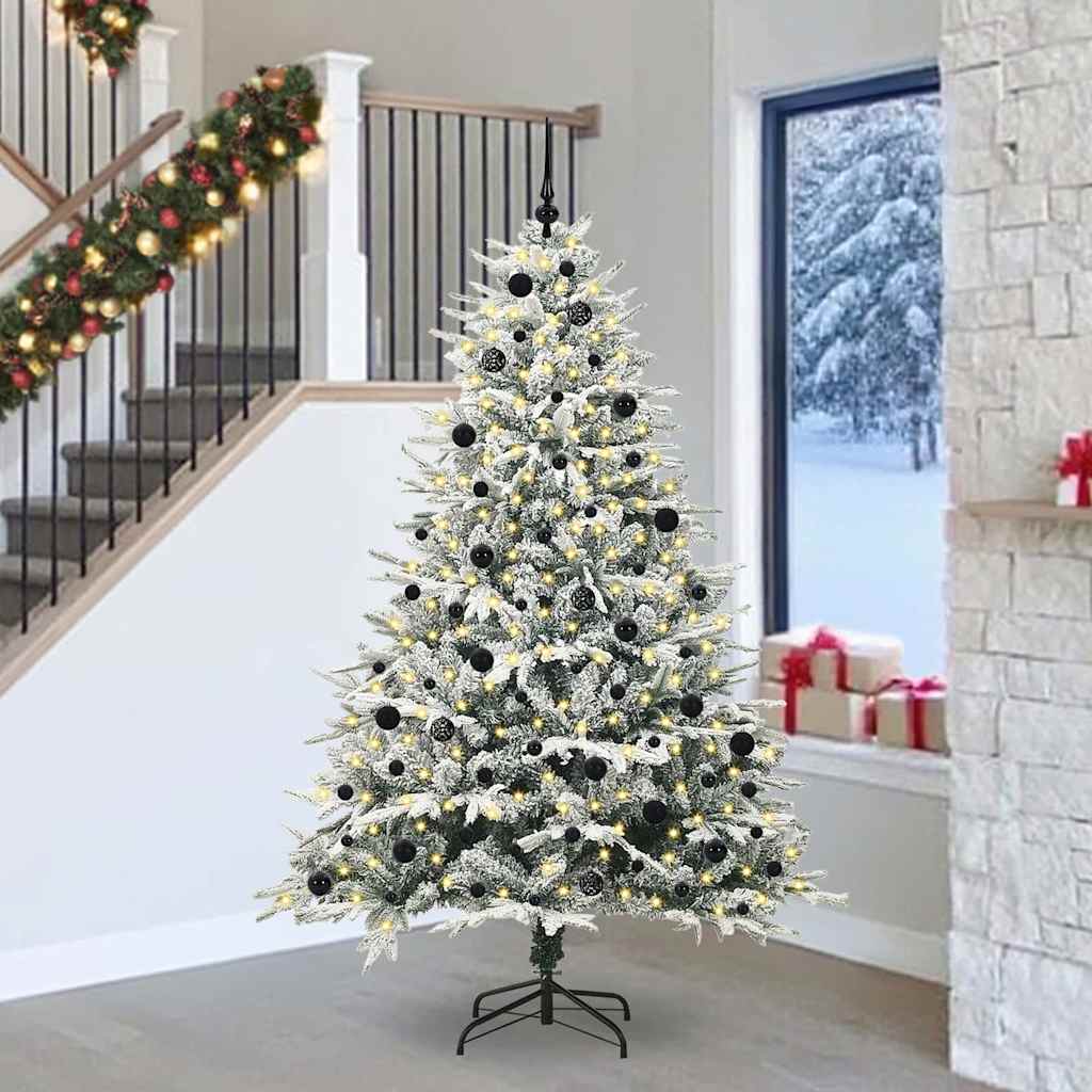 vidaXL Kunstmatige Voorverlichte Kerstboom met Ballenset Groen 150 cm