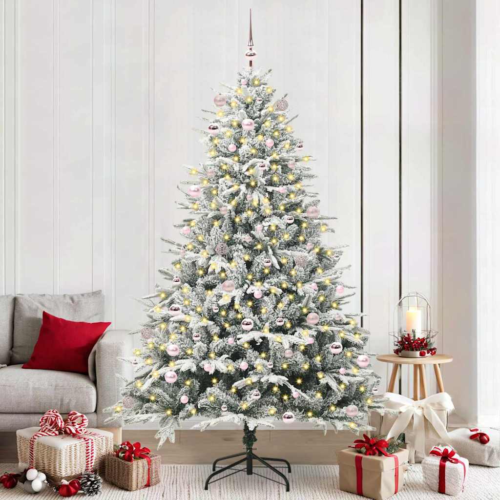 vidaXL Kunstmatige Voorverlichte Kerstboom met Ballenset Groen 150 cm