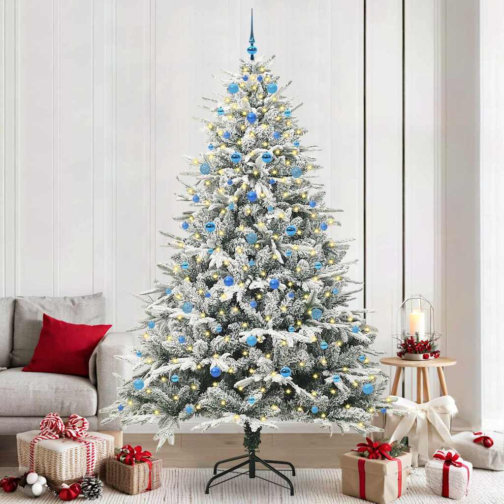 vidaXL Kunstmatige Voorverlichte Kerstboom met Ballenset Groen 150 cm