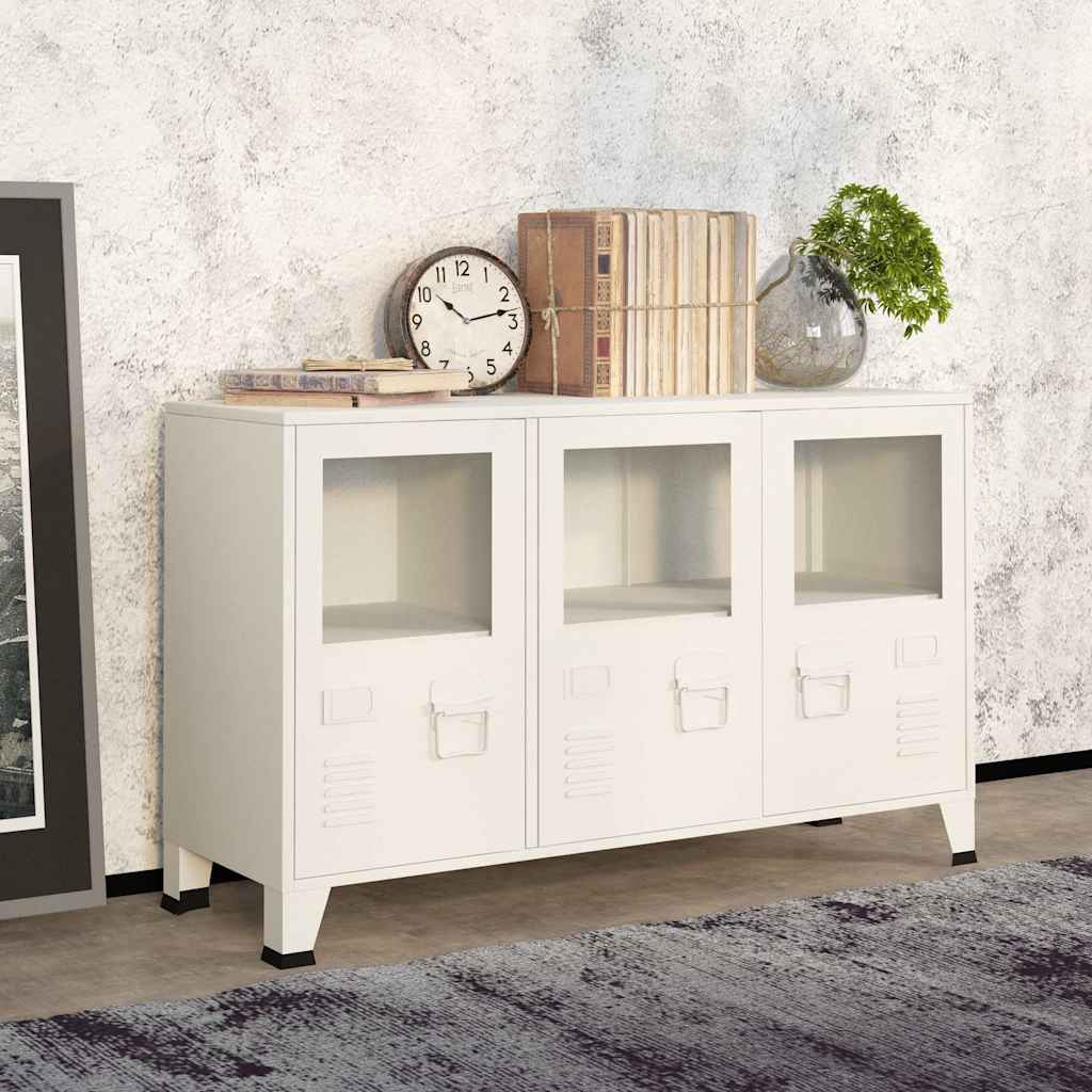 vidaXL Dressoir industrieel 105x35x62 cm metaal en glas zwart