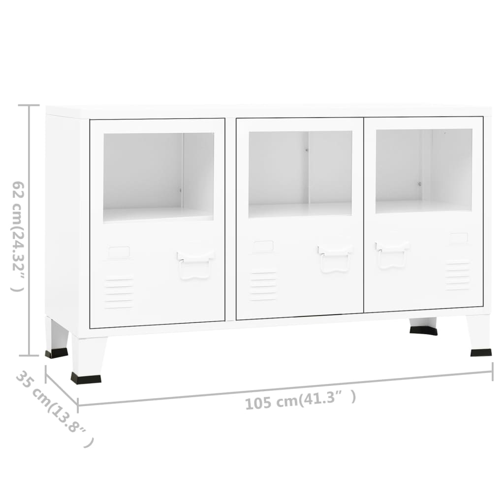 vidaXL Dressoir industrieel 105x35x62 cm metaal en glas zwart