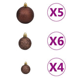 vidaXL Kunstmatige voorverlichte kerstboom met ballenset Groen 120 cm