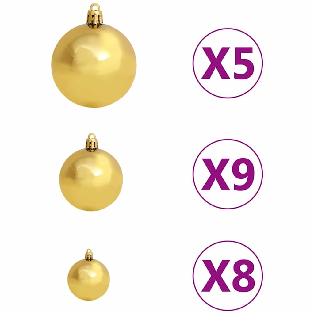 vidaXL Kunstmatige voorverlichte kerstboom met ballenset Groen 120 cm