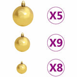vidaXL Kunstmatige voorverlichte kerstboom met ballenset Groen 120 cm
