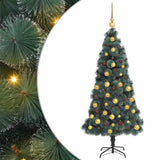 vidaXL Kunstmatige voorverlichte kerstboom met ballenset Groen 120 cm