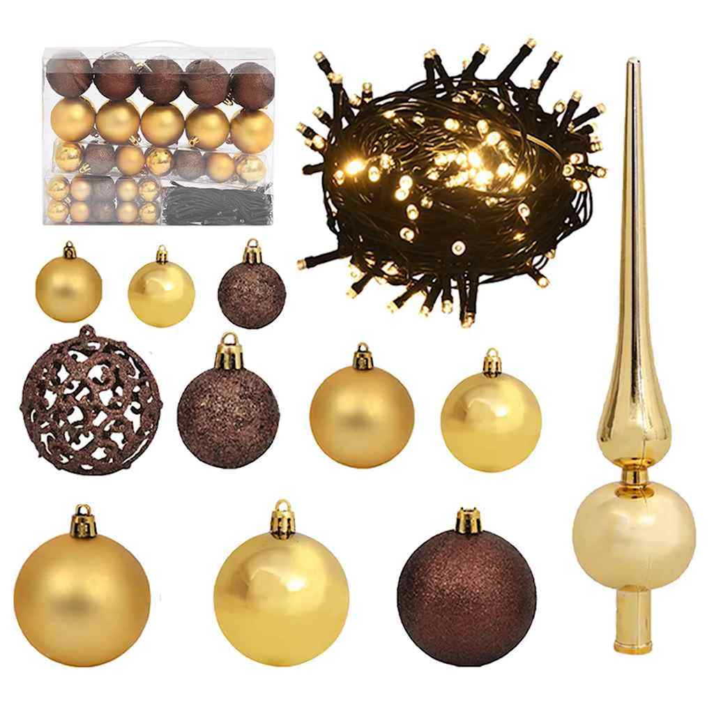 vidaXL Kunstmatige voorverlichte kerstboom met ballenset Groen 120 cm