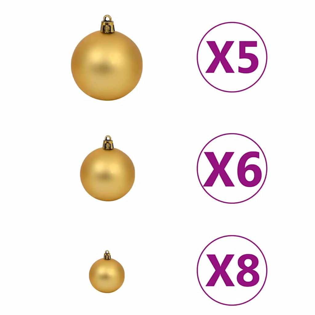 vidaXL Kunstmatige voorverlichte kerstboom met ballenset Groen 120 cm