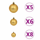 vidaXL Kunstmatige voorverlichte kerstboom met ballenset Groen 120 cm