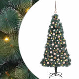 vidaXL Kunstmatige voorverlichte kerstboom met ballenset Groen 120 cm