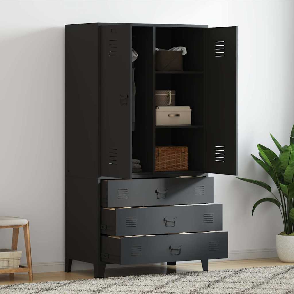 vidaXL Industrial Wardrobe 90x50x180 cm Metal Black