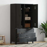 vidaXL Industrial Wardrobe 90x50x180 cm Metal Black