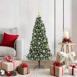 vidaXL Kunstmatige voorverlichte kerstboom met ballenset Groen 120 cm