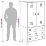 vidaXL Industrial Wardrobe 90x50x180 cm Metal Black